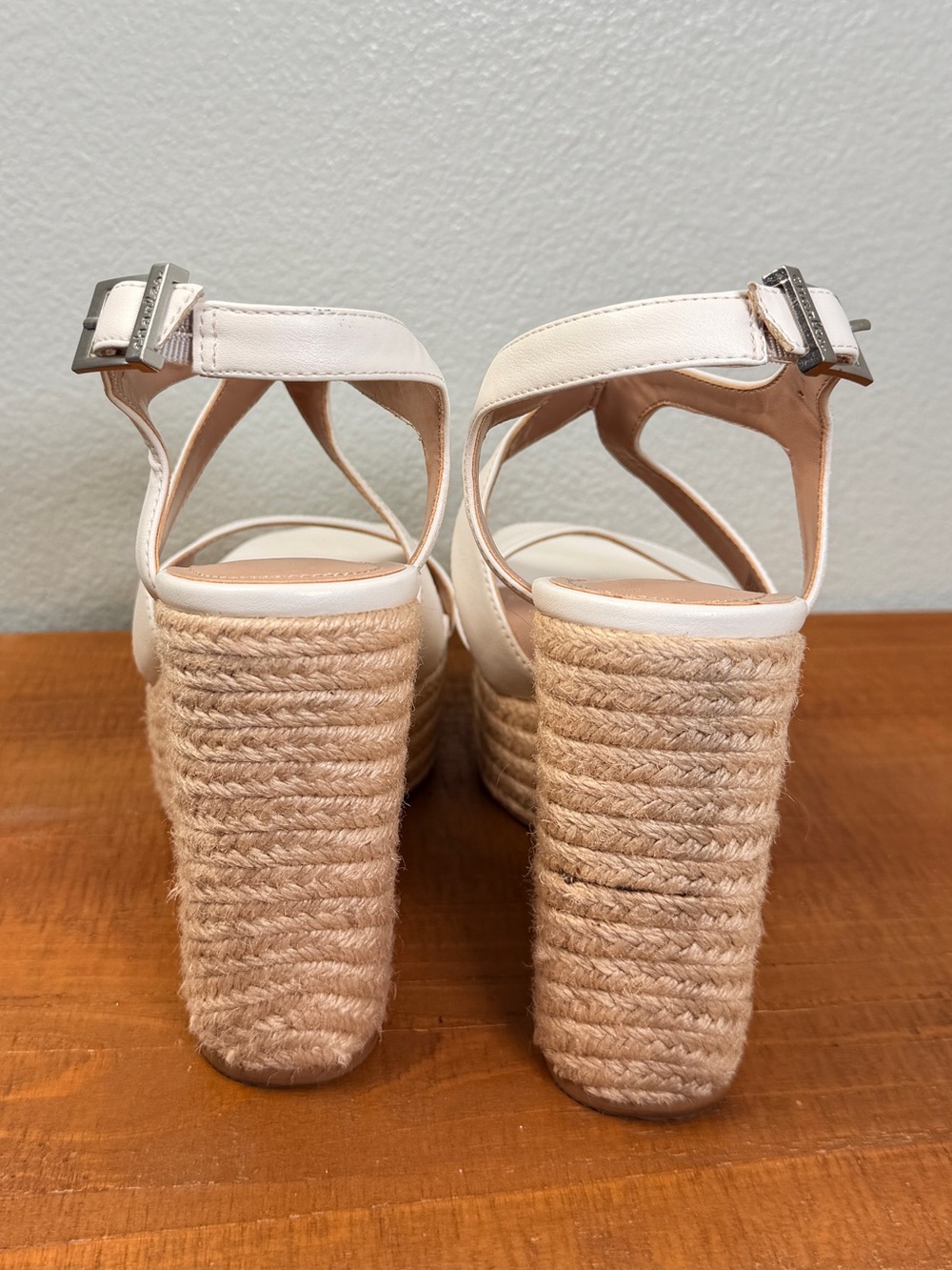 Charles by Charles David White Espadrille Wedge Sandals with Ankle Strap - Picture 4 of 9